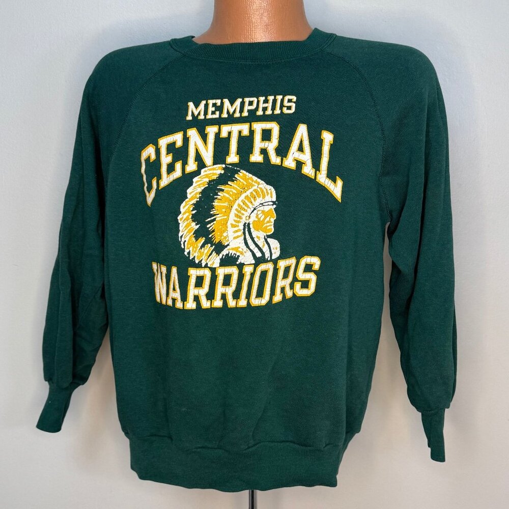 Vintage 1970s Memphis Central Warriors Sweatshirt, Champion Blue Bar Size Large